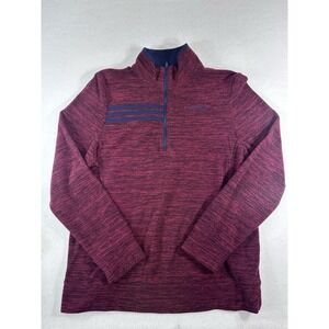 Adidas Boys XL (18/20) 1/4 Zip Pullover Sweatshirt Maroon Navy Space Dye AA6579